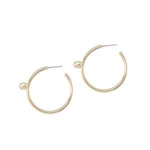 Biko Medium Pearl Floret Hoop Earrings, BNIB, 14K Yellow Gold Plated, RRP $156